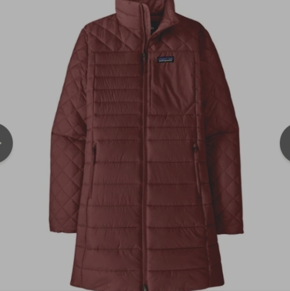 PATAGONIA LIGHTWEIGHT LINED DOWN FILLED PUFFER 3/4 LENGTH TAN HIGH NECK COAT